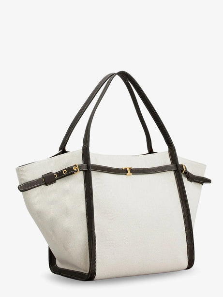 Tod'S Tim canvas and leather Medium Shopping Bag - Bianco