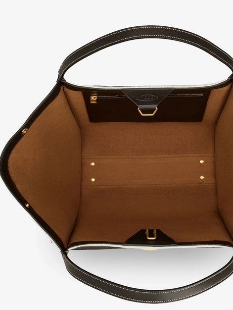 Tod'S Tim canvas and leather Medium Shopping Bag - Bianco