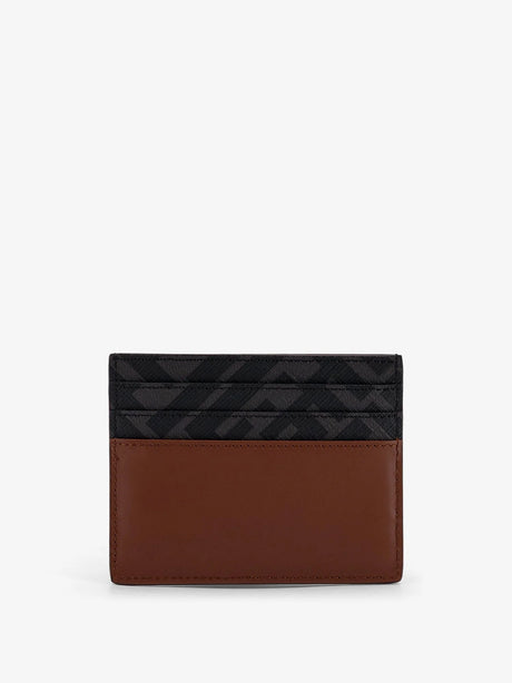 Fendi Leather and FF fabric card holder - Durk Nut