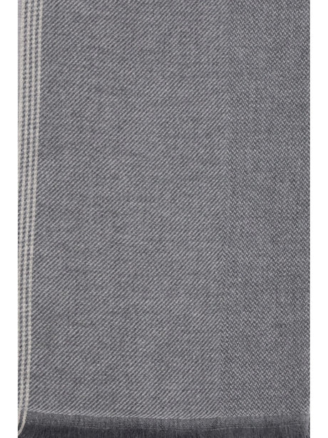 Brunello Cucinelli Cashmere Scarf - Grey Burgundy