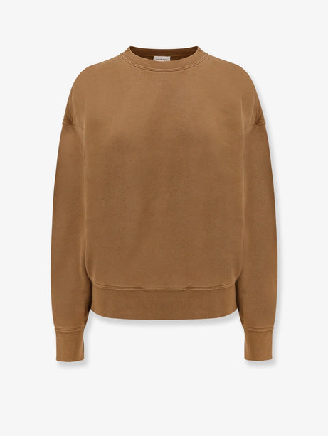 Saint Laurent Certified cotton sweatshirt with logoed label - Marrone