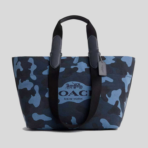 COACH Small Tour Tote Bag With Camo Print Blue Multi RS-CDQ74