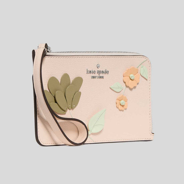 KATE SPADE Lucy Floral Small Card Holder Wristlet Fresh Peach Multi RS-KP011