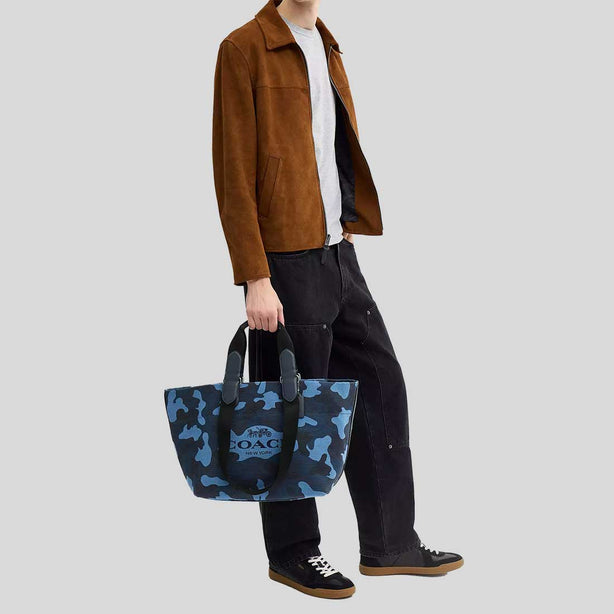 COACH Small Tour Tote Bag With Camo Print Blue Multi RS-CDQ74