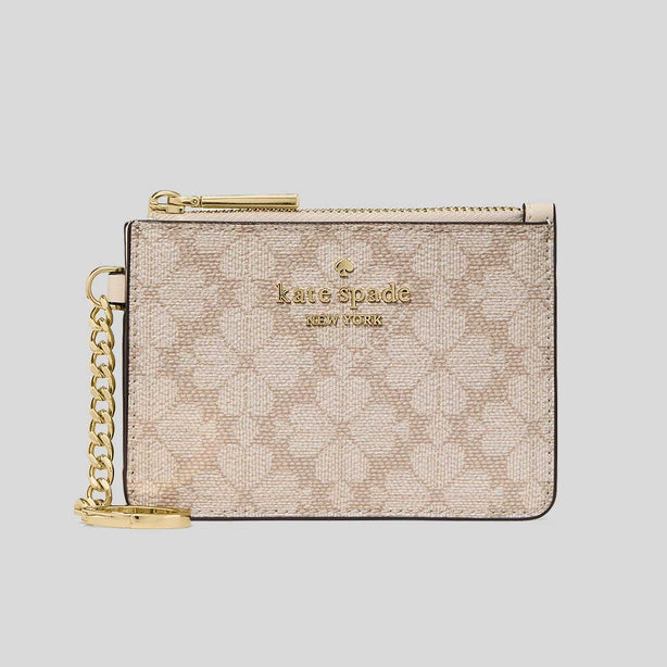 KATE SPADE Spade Flower Key Ring Card Holder Dark Beige RS-KN773