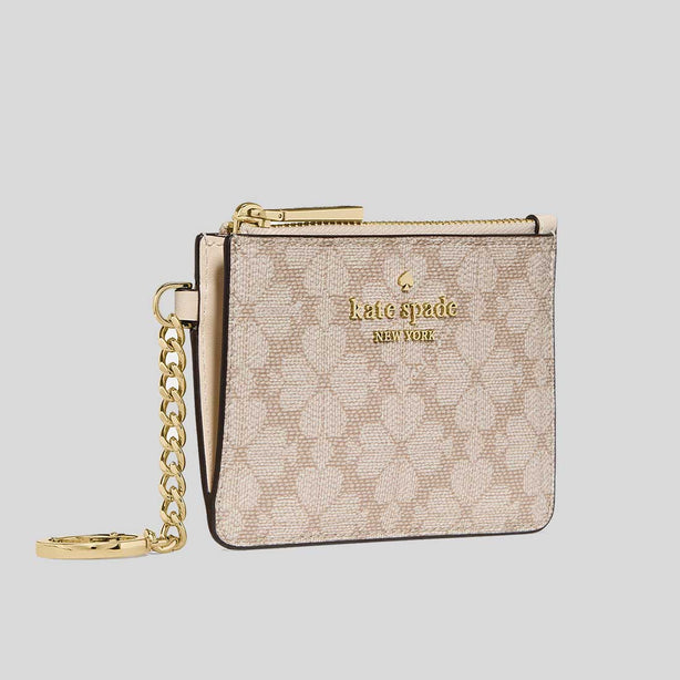 KATE SPADE Spade Flower Key Ring Card Holder Dark Beige RS-KN773