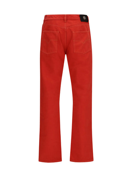 Versace Straight-leg cotton denim Jeans - Red