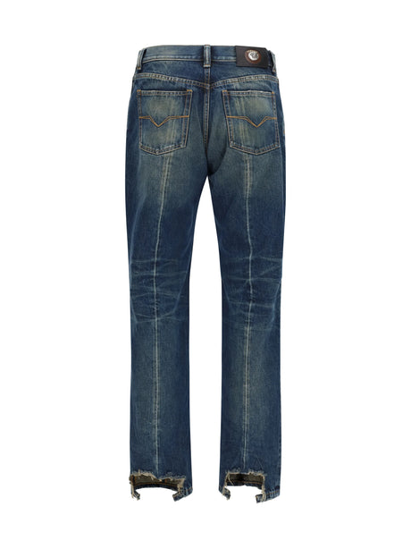 Versace Distressed straight-leg Jeans - Dirty Blue