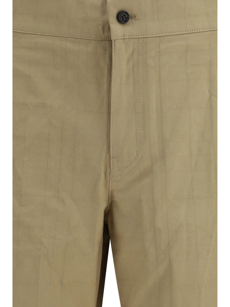 Burberry Textured check cotton Pants - Sandstorm Beige Chk