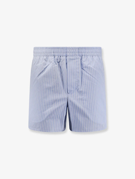 Ami Paris Cotton bermuda shorts with striped pattern - Bleu Cachemire/ Blanc