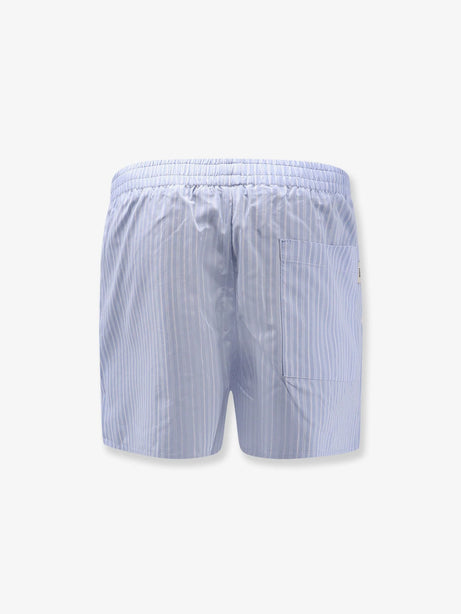Ami Paris Cotton bermuda shorts with striped pattern - Bleu Cachemire/ Blanc