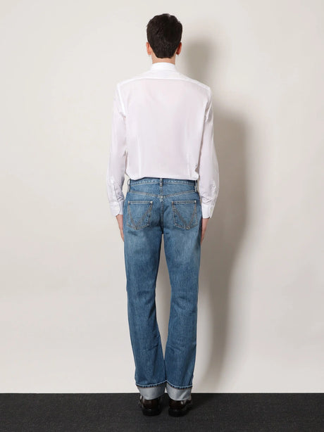 Bottega Veneta Wide leg jeans with turn up - Mid Blue