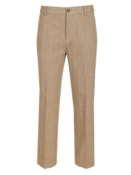 Golden Goose Tailored Trousers In Chevron Linen Blend - Beige