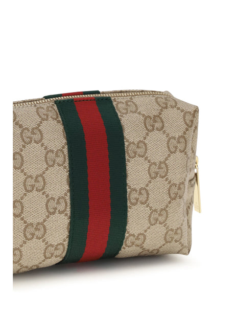 Gucci Medium Beauty Case with Web stripe - Vin.San.Br/Dk.Br/Vrv