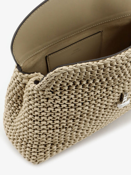Toteme T-Lock woven leather clutch - Fawn