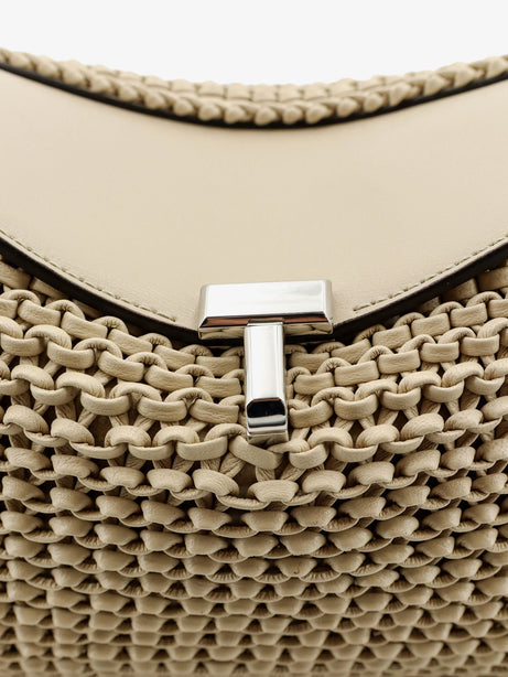 Toteme T-Lock woven leather clutch - Fawn
