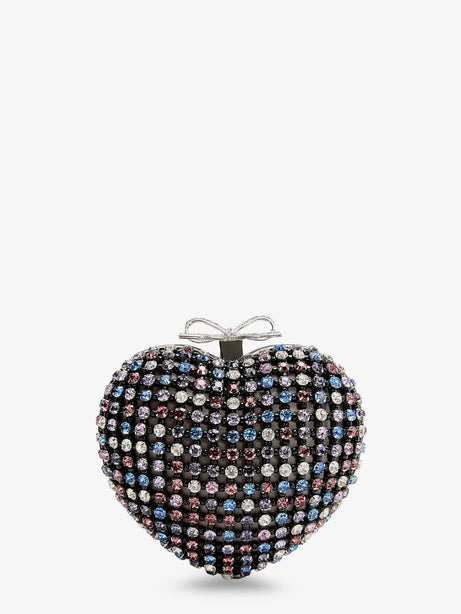 Self Portrait Crystal heart clutch bag - Multi Coloured