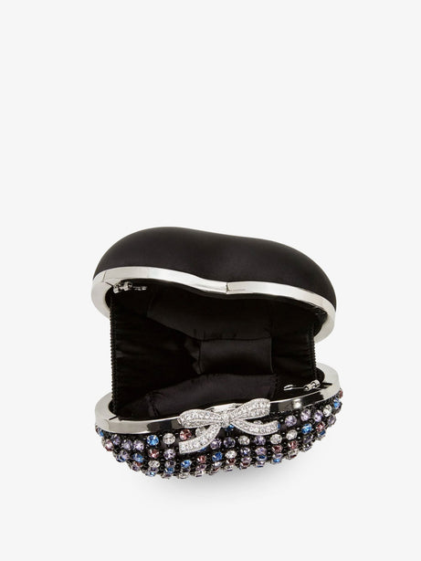 Self Portrait Crystal heart clutch bag - Multi Coloured