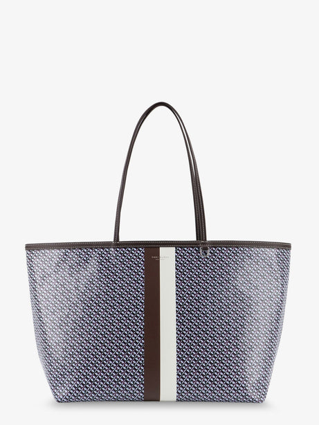 Tory Burch The Racer Tote shoulder bag in coated canvas with all-over logo - Blue