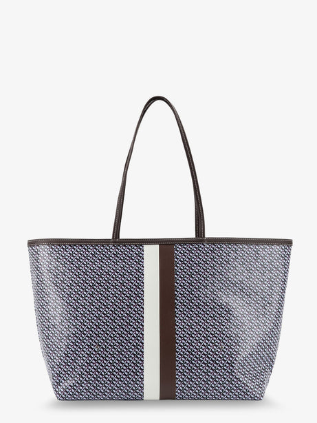 Tory Burch The Racer Tote shoulder bag in coated canvas with all-over logo - Blue