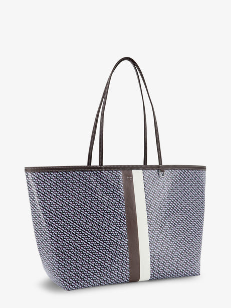 Tory Burch The Racer Tote shoulder bag in coated canvas with all-over logo - Blue