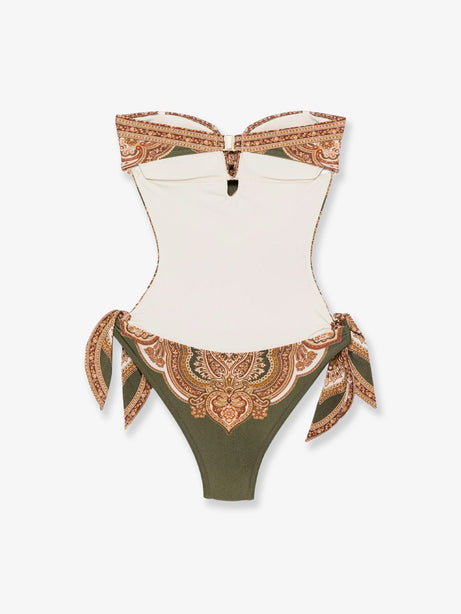 Zimmermann Mahon nylon one-piece swimsuit with paisley print - Olive Paisley