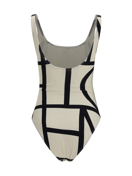 Toteme Monogram one-piece Swimsuit - Tofu