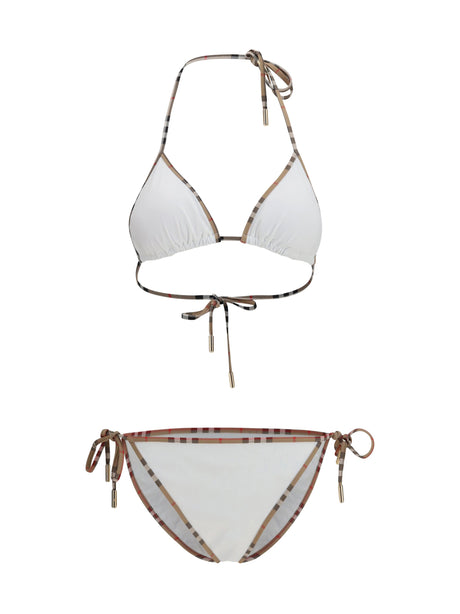 Burberry Check Detail Triangle Bikini - White
