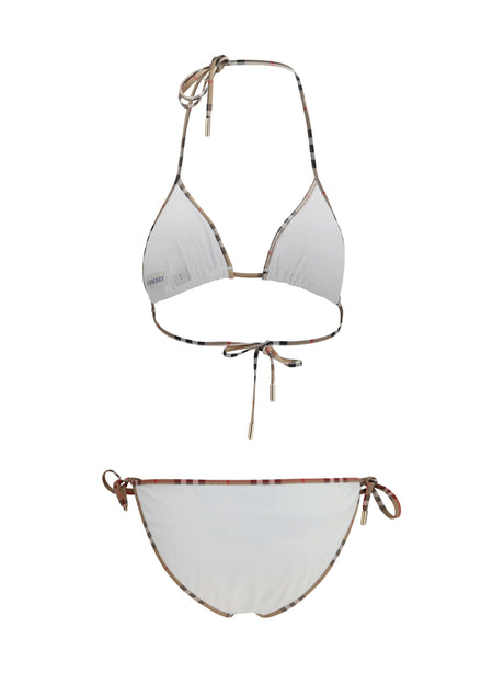 Burberry Check Detail Triangle Bikini - White