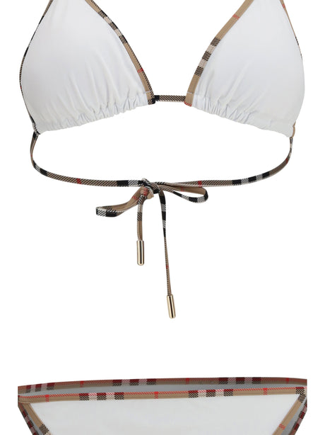 Burberry Check Detail Triangle Bikini - White