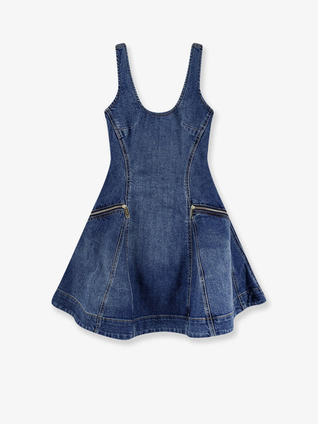Self Portrait Flared denim mini dress - Blue