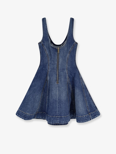 Self Portrait Flared denim mini dress - Blue