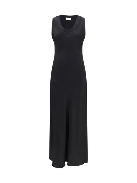 Ami Paris Sleeveless long fluid satin Dress - Noir