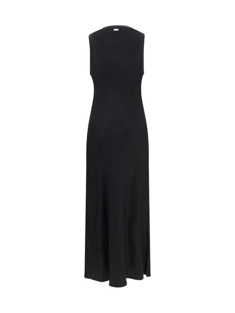 Ami Paris Sleeveless long fluid satin Dress - Noir