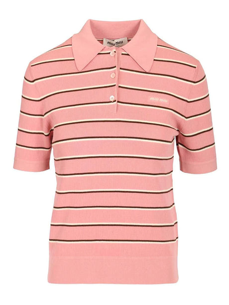 Miu Miu Striped Polo - Rose