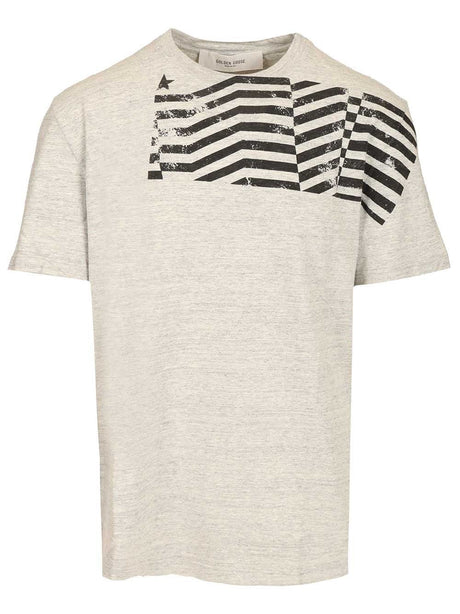 Golden Goose T-Shirt With Flag Print - Grey