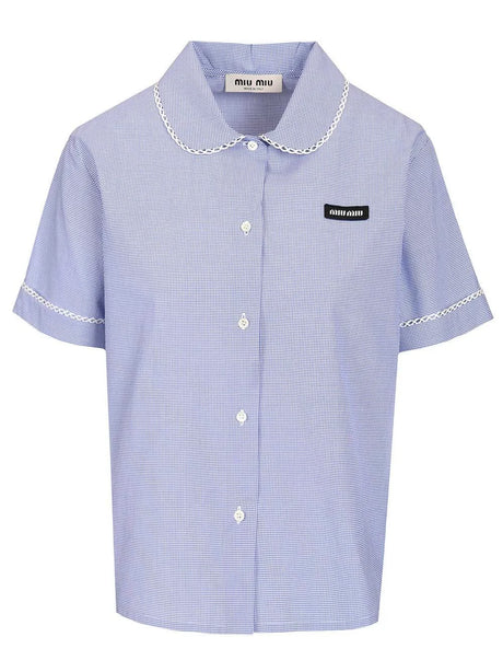Miu Miu Micro Vichy Shirt - Sky Blue