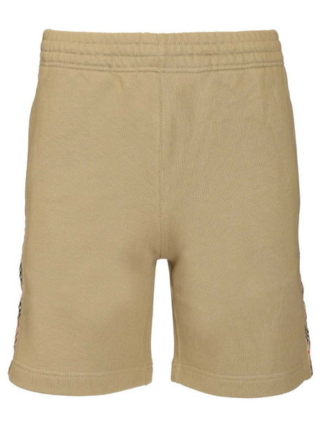 Burberry Cotton Shorts With Check Trim - Beige