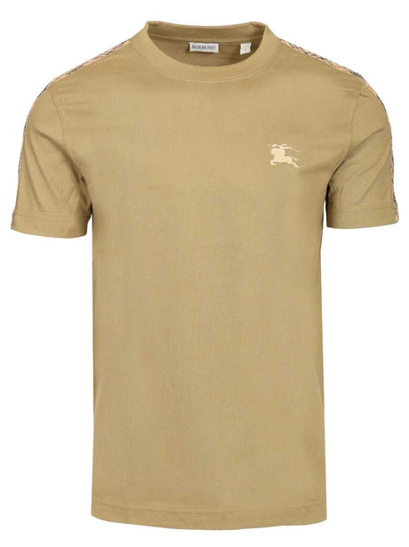 Burberry Cotton T-Shirt With Check Trim - Beige