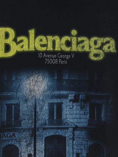 Balenciaga Cotton T-shirt with front logo print - Fadedwashedblack