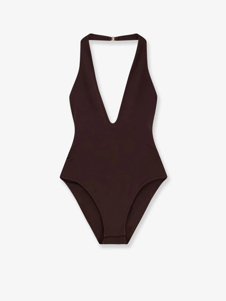 Zimmermann Luna Halter Bodysuit - Chocolate