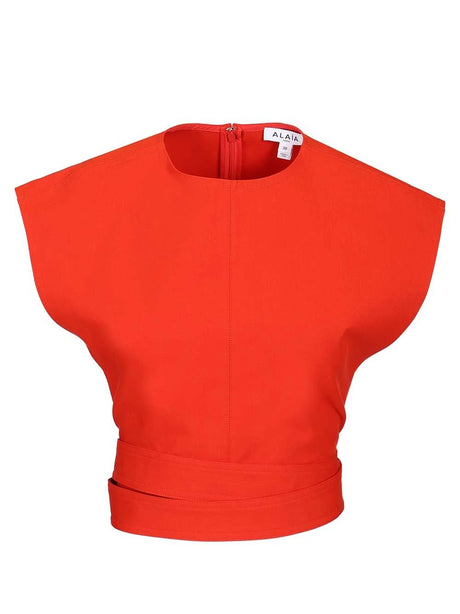 AlaïA Cropped Top In Cotton Gabardine With Bandeau - Red