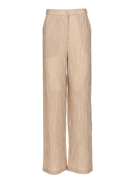 Emporio Armani Textured Lurex Taffeta Trousers - Beige