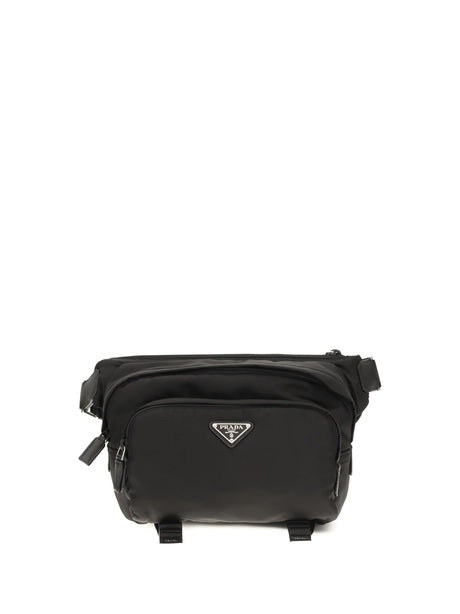 Prada Re-Nylon and Saffiano Shoulder Bag - Black