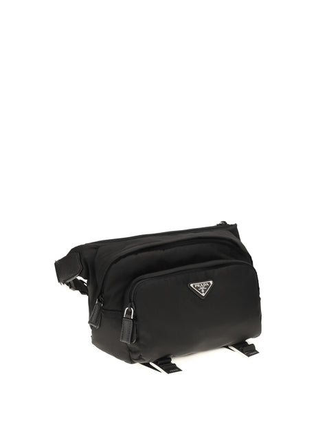 Prada Re-Nylon and Saffiano Shoulder Bag - Black