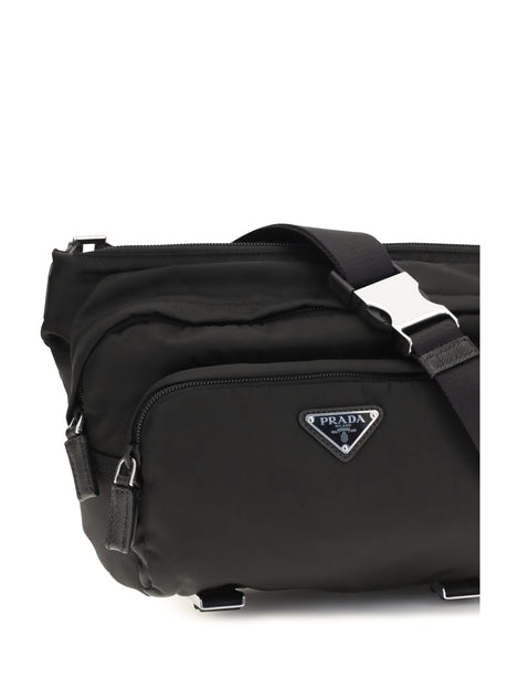 Prada Re-Nylon and Saffiano Shoulder Bag - Black