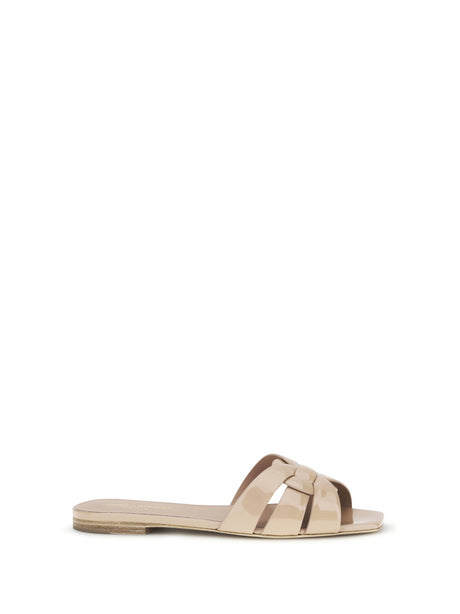 Saint Laurent Tribute patent leather Sandals - Nude