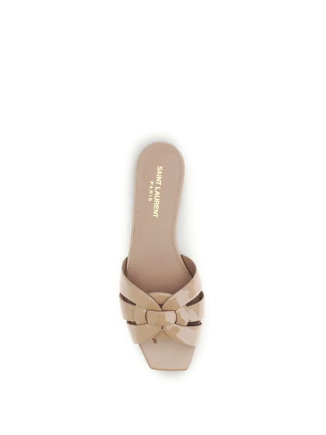 Saint Laurent Tribute patent leather Sandals - Nude