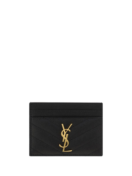 Saint Laurent Matelassé leather Cardholder - Black