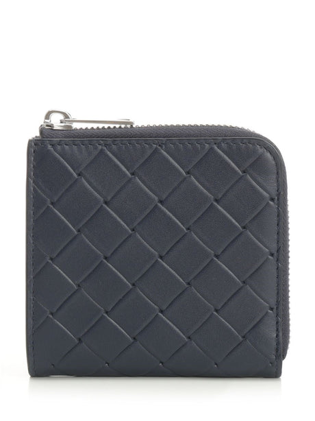 Bottega Veneta Intrecciato Square Zip Around Wallet - Blue